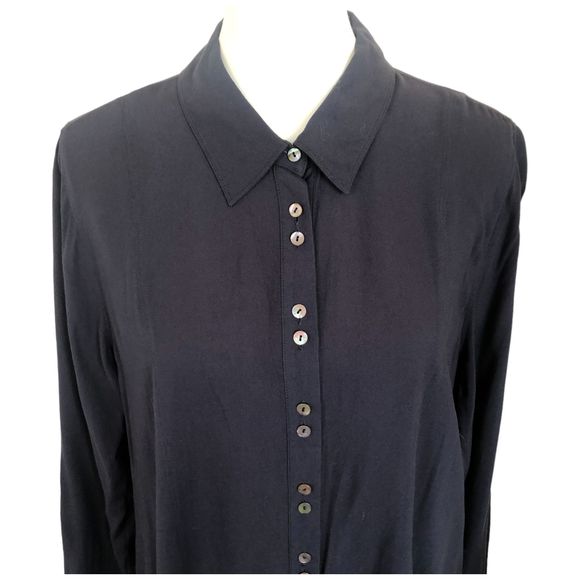 Soft Surroundings Long Line Button Down Assymetrical Flowy Tunic Shirt Dress M - Picture 16 of 16